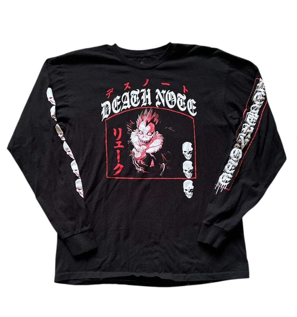 Death Note Ryuk Skull womens Long Sleeve T-Shirt Size Large Goth concert Band